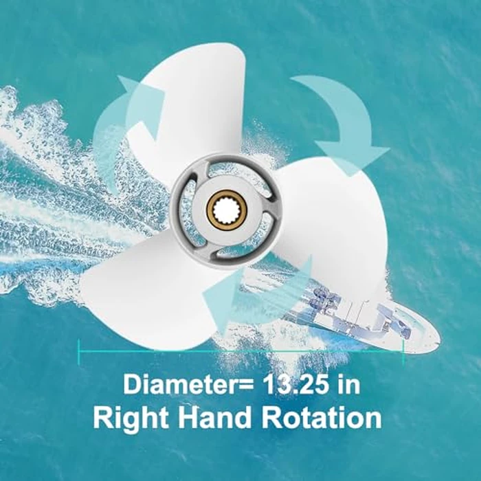 Qiclear 13 1/4 x 17-K | 6E5-45945-01-EL OEM Upgrade Aluminum Outboard Moto Boat Propeller fit Yamaha Engines 60-115 HP, 15 Spline Tooth by Qiclear - Image 6
