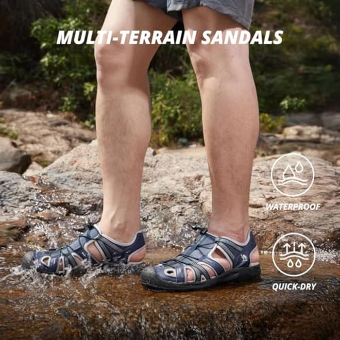 CAMEL CROWN Men's Waterproof Hiking Sandals Closed Toe Water Sandals Athletic Sport Sandals Summer Sandal Beach sandals for Outdoor Blue 8.5 by CAMEL CROWN - Image 2