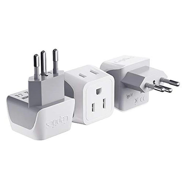 Ceptics Brazil Travel Adapter Plug with Dual Usa Input - Type N (3 Pack - Ultra Compact - Safe Grounded Perfect for Cell Phones, Laptops, Camera Chargers and More - Power Plug (CT-11C) by Ceptics - Used - Very Good condition