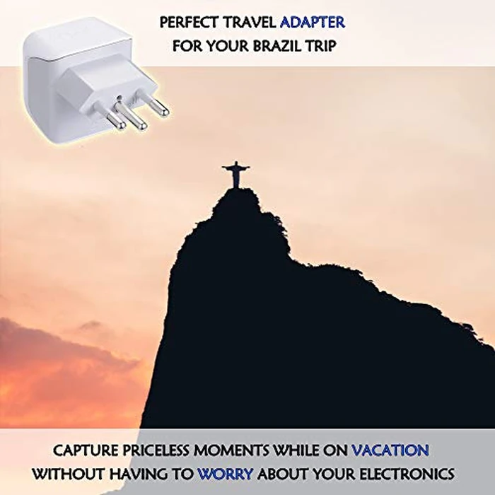 Ceptics Brazil Travel Adapter Plug with Dual Usa Input - Type N (3 Pack - Ultra Compact - Safe Grounded Perfect for Cell Phones, Laptops, Camera Chargers and More - Power Plug (CT-11C) by Ceptics - Image 2