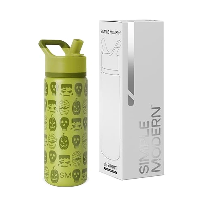 Simple Modern Halloween Kids Summit Water Bottle with Straw Lid | 18oz Stainless Steel Cup Insulated Tumbler for Boys, Girls, School | Monster Mash by Simple Modern - Image 1