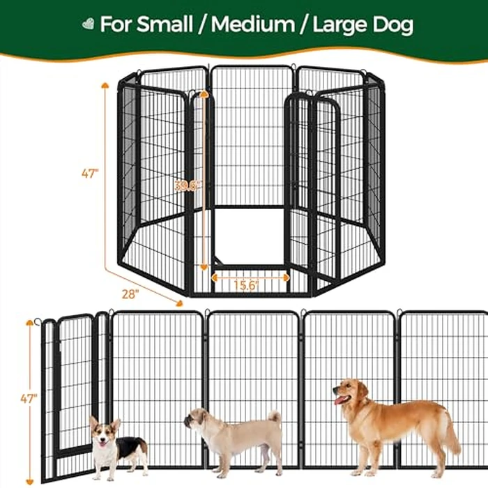 Yaheetech Dog Playpen Outdoor, 8 Panel Dog Fence 47" Indoor Pet Pen for Large/Medium/Small Dogs Heavy Duty Pet Exercise Pen for Puppy/Rabbit/Small Animals Portable Playpen for RV Camping Garden Yard by Yaheetech - Image 4