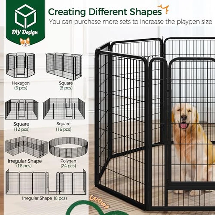 Yaheetech Dog Playpen Outdoor, 8 Panel Dog Fence 47" Indoor Pet Pen for Large/Medium/Small Dogs Heavy Duty Pet Exercise Pen for Puppy/Rabbit/Small Animals Portable Playpen for RV Camping Garden Yard by Yaheetech - Image 5