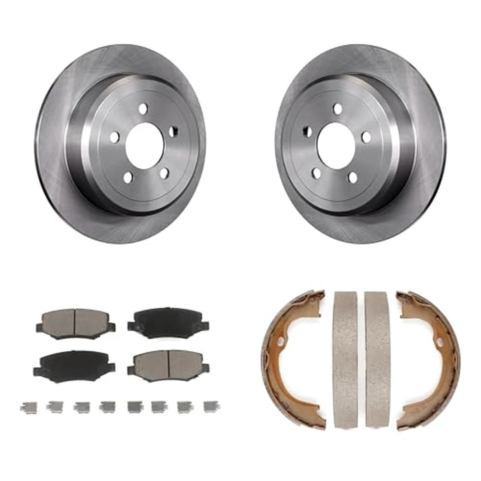 CMX Rear Disc Rotors Ceramic Pads And Parking Brake Shoes Kit Replacement For Jeep Liberty Dodge Nitro K8C-104057 by CMX - Image 1