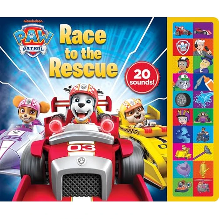 PAW Patrol Chase, Marshall, Skye, and More! - Race to the Rescue 20-Button Sound Book - PI Kids by PI Kids - Image 1
