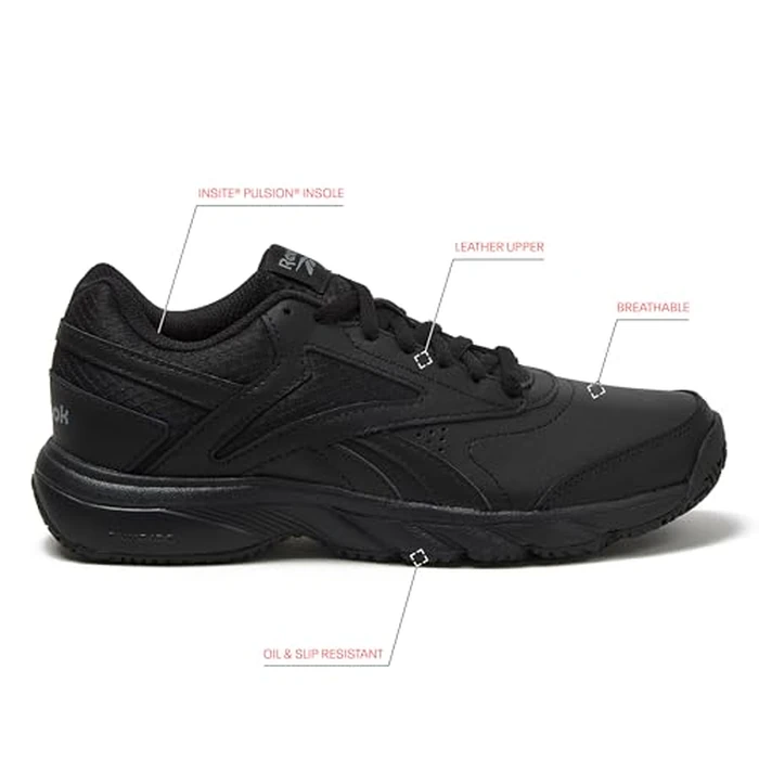 Reebok Work N Cushion 4.0 Non Slip Work Shoes for Women, Black/Cold Grey5/Black, 6.5 Medium by Reebok - Image 2