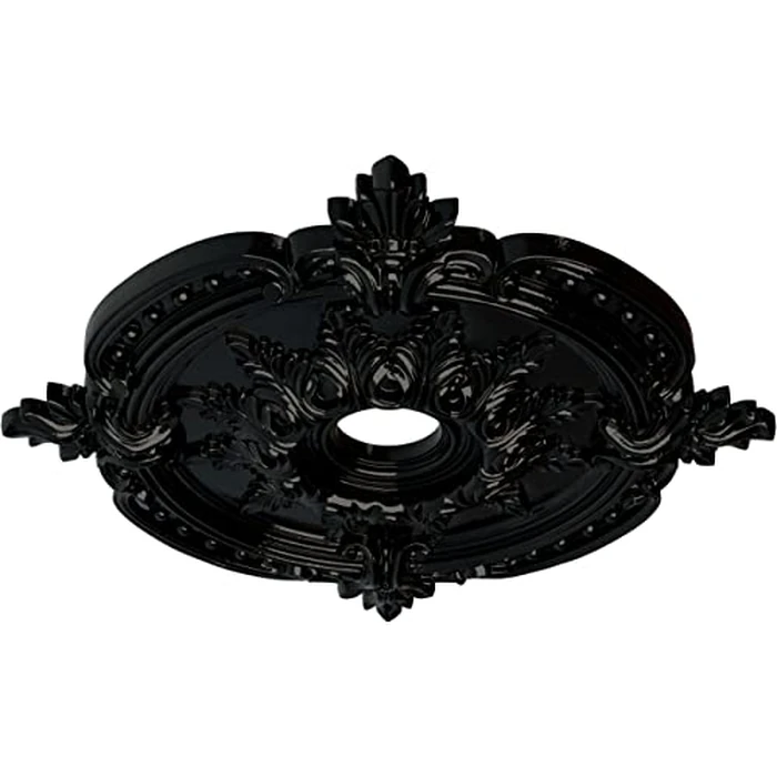 Ekena Millwork CM28BEBPS 28-3/8" X 3-3/4" X 1-5/8" Benson Classic Ceiling Medallion (Fits Canopies up to 6 1/2"), Hand Painted, 28 3/8"Od X 3 3/4"Id X 1 5/8"P, Black Pearl by Ekena Millwork - Image 2