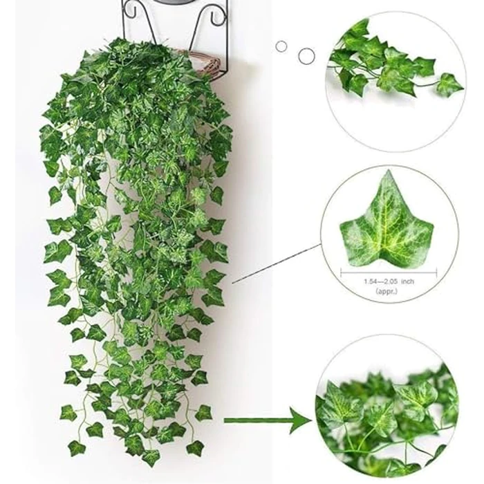 336 FT Artificial Ivy 48 Pack Ivy Vine Garland Ivy Leaves Greenery Garlands Clip Hanging Fake Leaf Plants Faux Green Flowers Decor Home Kitchen Garden Office Wedding Wall by Comtelek - Image 2