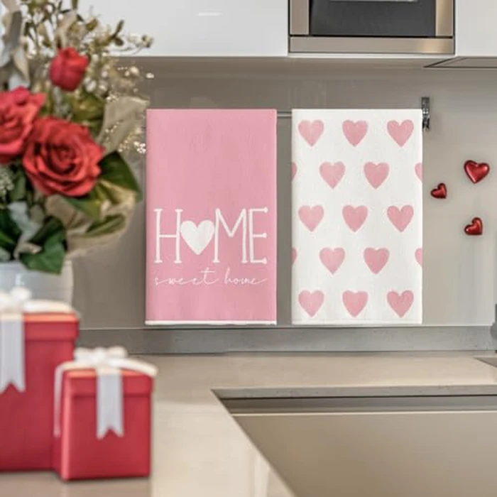 Artoid Mode Pink Heart Love Home Sweet Home Mother's Day Kitchen Towels Dish Towels, 18x26 Inch Anniversary Wedding Decoration Hand Towels Set of 2 by Artoid Mode - Image 4