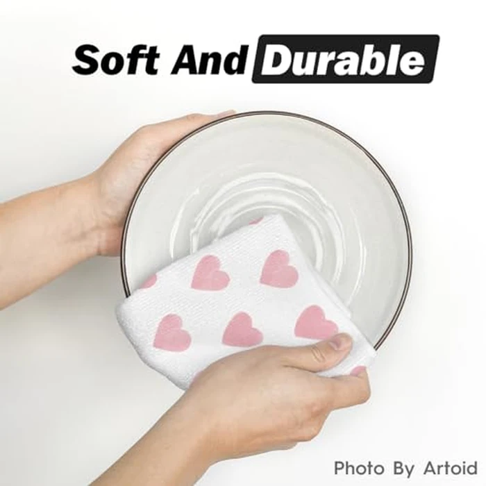 Artoid Mode Pink Heart Love Home Sweet Home Mother's Day Kitchen Towels Dish Towels, 18x26 Inch Anniversary Wedding Decoration Hand Towels Set of 2 by Artoid Mode - Image 5