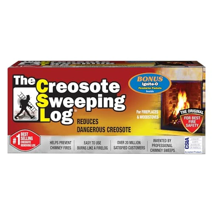The Creosote Sweeping Log (CSL) with Bonus Ignite-O Fire Starter - Chimney Cleaner for Fireplaces and Woodstoves - Non-Toxic and Easy Cleaning Firelog by Creosote Sweeping Log - Used - Very Good condition - US$16.49