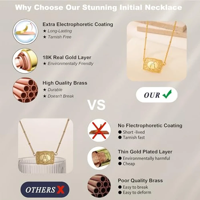 ROJHOL Gold Silver Initial Necklace for Women, 18K Gold Plated Mini Belt Buckle Initial Necklace, Letter A-Z Pendant Charm Necklace Unique Western Jewelry Gifts for Women Men (J, Gold) by ROJHOL - Image 1