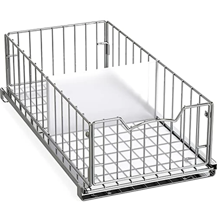 Simple Houseware Pull-Out Cabinet Sliding Basket Organizer, 17.2" D x 9.7" W x 5" H - Chrome Finished, Ideal for Kitchen and Bathroom Cabinet Storage, Under Sink or Pantry Organization by Simple Houseware - Used - Very Good condition - US$15.58
