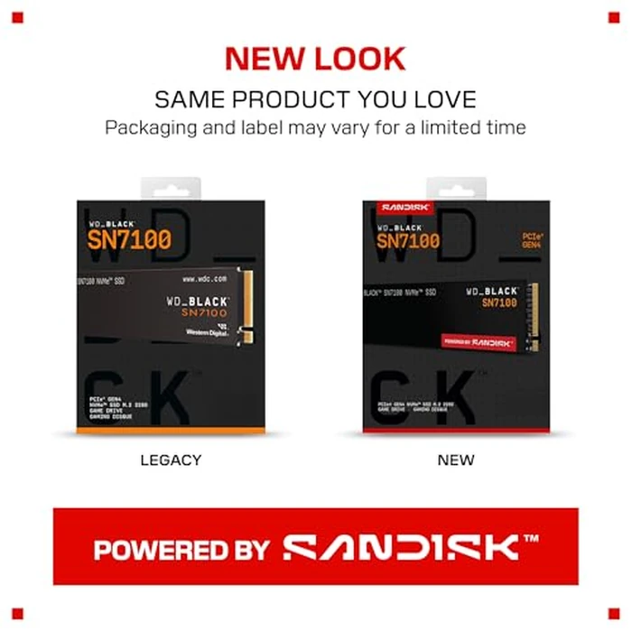 WD_Black SN7100 1TB NVMe SSD - Gen4 PCIe, M.2 2280, Up to 7,250 MB/s Read Speed, Up to 6,900 MB/s Write Speed, Next Gen TLC 3D NAND, for Laptops, Handheld Gaming Devices - WDS100T4X0E by Sandisk - Image 2