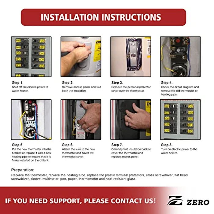 Zero EWH-02 Plumber's TOD Style Thermostats Kit(Upper/Lower - 4500W 240V HWD Elements by Z - Image 5