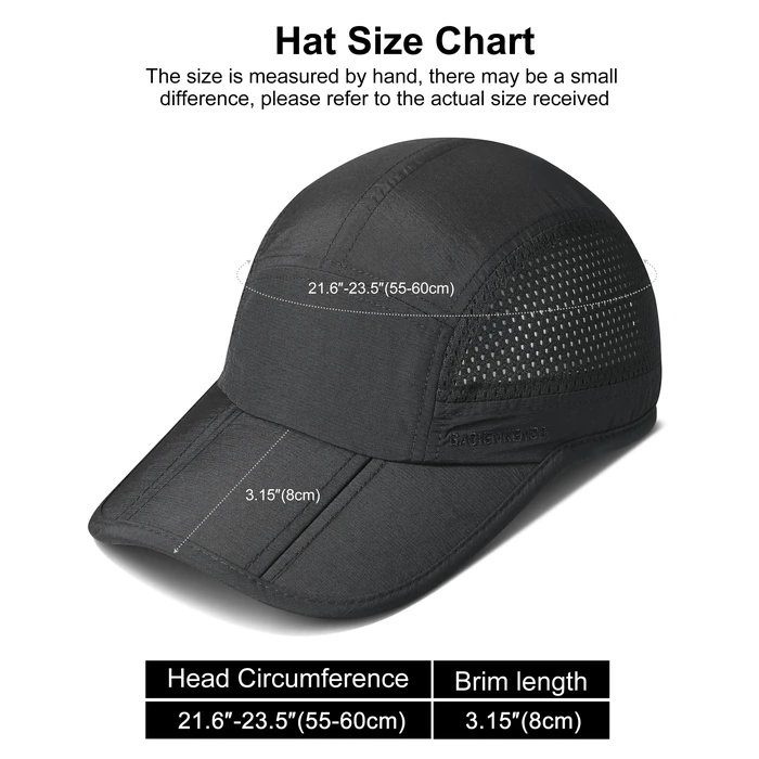 GADIEMKENSD Men Outdoor Hat Reflective Folding Running Sport Hats Summer Cool UPF 50 Sun Unstructured Baseball Caps for Men Women Breathable Light Quick Dry Travel Golf Hat Black by GADIEMKENSD - Image 6