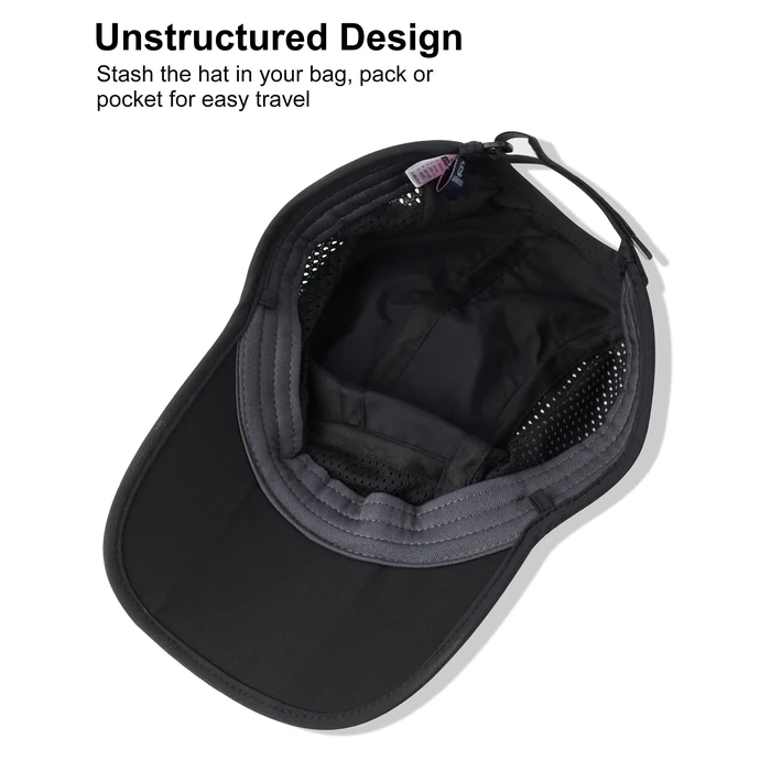 GADIEMKENSD Men Outdoor Hat Reflective Folding Running Sport Hats Summer Cool UPF 50 Sun Unstructured Baseball Caps for Men Women Breathable Light Quick Dry Travel Golf Hat Black by GADIEMKENSD - Image 7