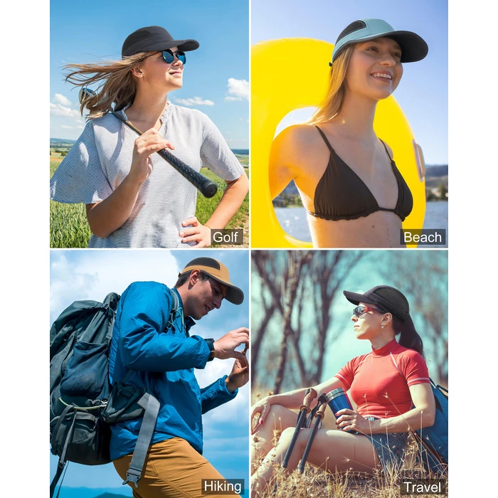 GADIEMKENSD Men Outdoor Hat Reflective Folding Running Sport Hats Summer Cool UPF 50 Sun Unstructured Baseball Caps for Men Women Breathable Light Quick Dry Travel Golf Hat Black by GADIEMKENSD - Image 8