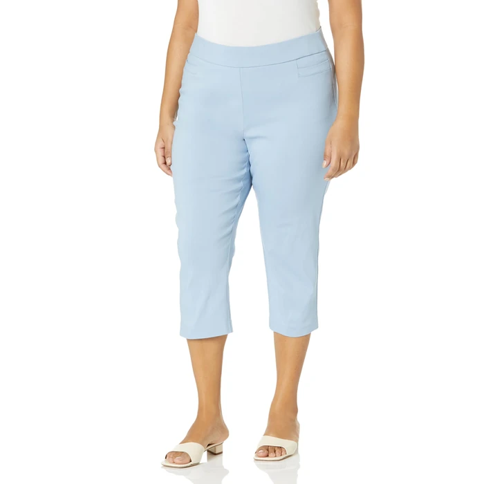 Briggs New York Women's Plus-Size Pull on Capri L Pocket, chmblu, 22W Chambray Blue by Briggs New York - Used - Like New condition