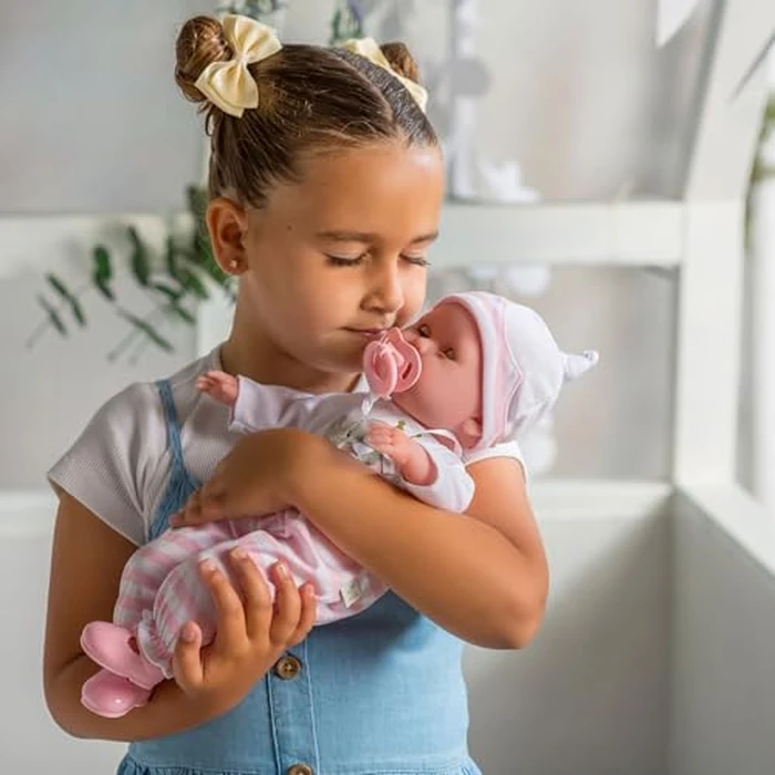 15" Realistic Soft Body Baby Doll with Open/Close Eyes | JC Toys - Berenguer Boutique | 10 Piece Gift Set with Bottle, Rattle, Pacifier & Accessories | Pink | Ages 2+ by JC Toys - Image 4