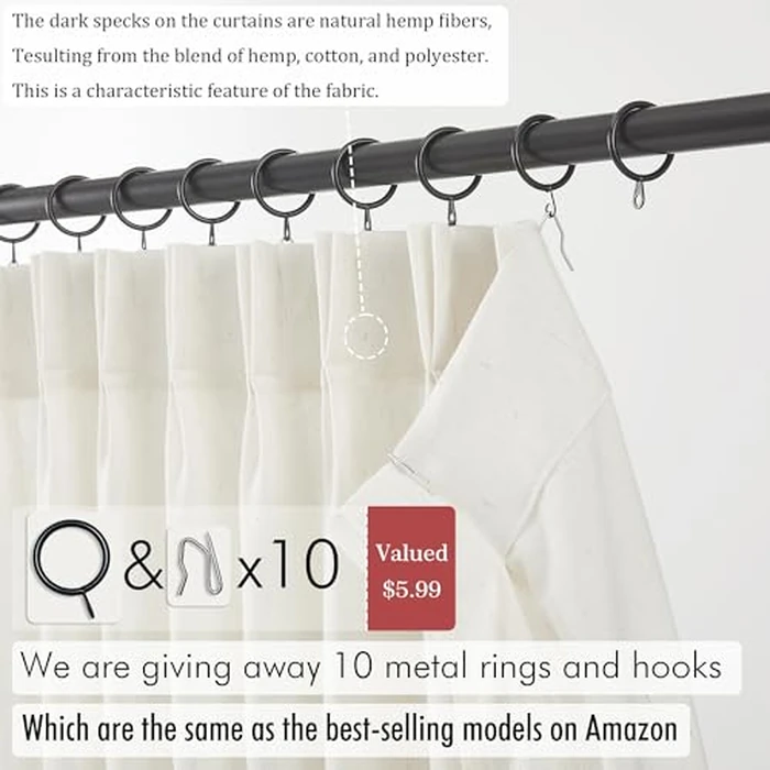 LIMON HOME Natural Linen Kitchen Curtains 26 inch Length Pinch Pleated Small Window Curtains Over Sink,Farmhouse Linen Sheer Vintage26 Inch Length Small Curtains by LIMON HOME - Image 3