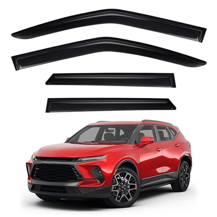 LQQDP 4pcs Smoke Tint Sun Rain Guard Vent Window Visors Compatible with 2019-2024 Chevy Blazer, Outside Mount Tape On Style Acrylic Set of 4 Front+Rear by LQQDP - Image 1