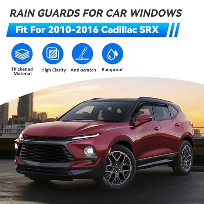 LQQDP 4pcs Smoke Tint Sun Rain Guard Vent Window Visors Compatible with 2019-2024 Chevy Blazer, Outside Mount Tape On Style Acrylic Set of 4 Front+Rear by LQQDP - Image 2