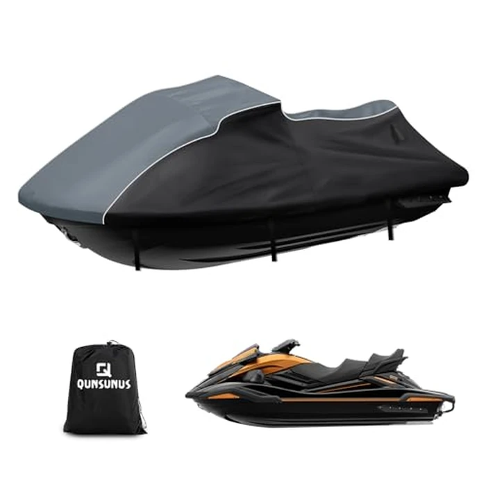 QUNSUNUS Waterproof Jet Ski Cover for Yamaha FX Cruiser SVHO/HO/SHO 2012-2018, Trailerable Covers with Zipper, All Weather Waverunner Cover with Straps for Wind, Sun, UV and Dust Protection by Q QUNSUNUS - Used - Like New condition - US$65.16