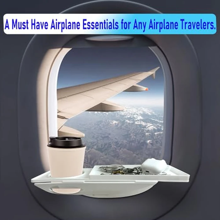 Airplane Window Organizer, Plane Window Drink Gadget Cup Holder, Long Flight Essentials Accessories, Airline Seat Organization Station for Phone and Gadgets [U.S Patent Pending] (White) by FresherAcc - Image 4