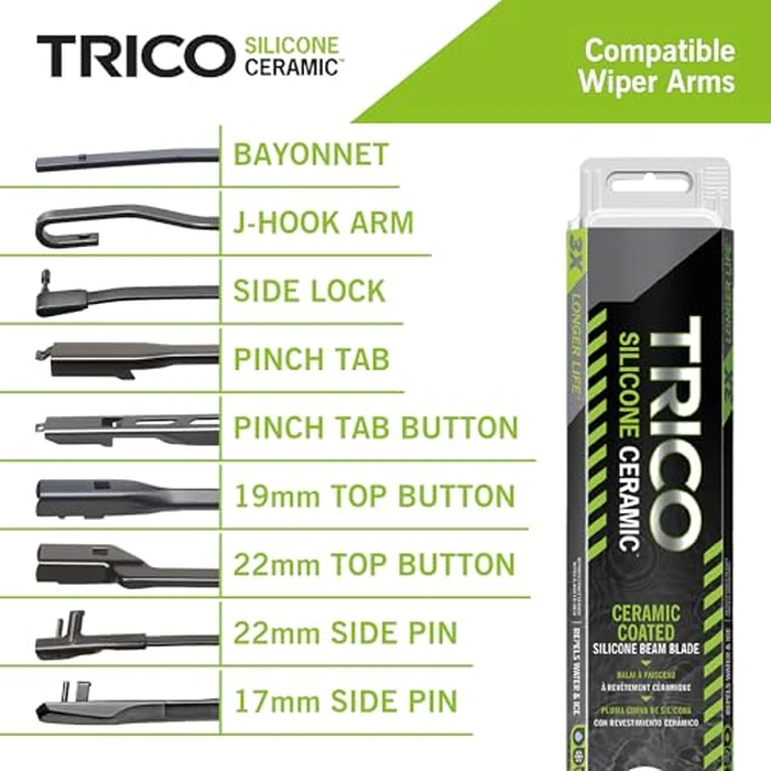 TRICO Silicone Ceramic(TM) (90-2419) 24 & 19 Inch Pack of 2 Automotive Replacement Windshield Wiper Blades For my Car, Super Premium All Weather Beam Blade for Select Vehicle Models by Trico - Image 4
