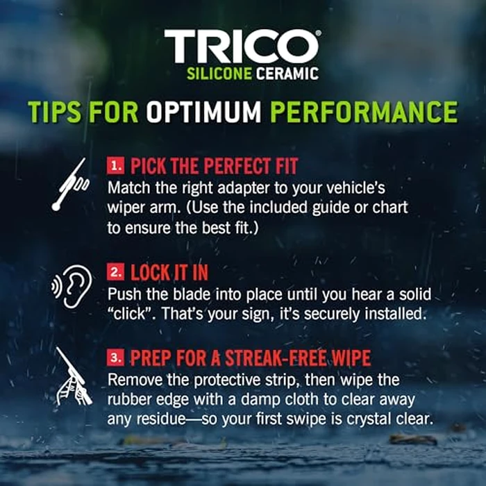 TRICO Silicone Ceramic(TM) (90-2419) 24 & 19 Inch Pack of 2 Automotive Replacement Windshield Wiper Blades For my Car, Super Premium All Weather Beam Blade for Select Vehicle Models by Trico - Image 6