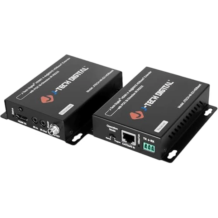 J-Tech Digital 4K HDBaseT HDMI Extender Over Cat5e/6 Ethernet up to 230ft (1080P) 130ft (4K), Supports HDCP 2.2/1.4, RS232, Bi-Directional IR and PoC by J-Tech Digital - Used - Like New condition