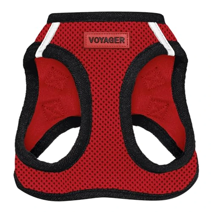 Best Pet Supplies - All Weather Mesh / Plush, Reflective, No Pull Harness for Small, Medium Dogs, Cats - Secure with Hook & Loop Fastener, Buckle, Double D-Rings - Red/Black Trim, L by Best Pet Supplies - Image 1