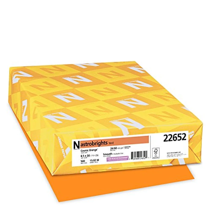 Neenah Astrobrights Premium Color Paper, 24 lb, 8.5 x 14 Inches, 500 Sheets, Cosmic Orange by Astrobrights - Image 1