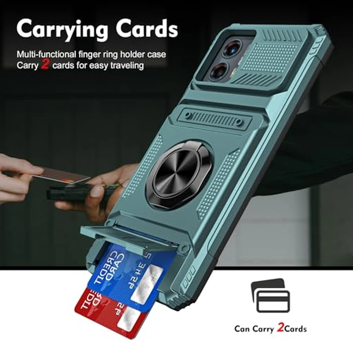 COTDINFOR Compatible with Moto G 5G 2024 Case with Card Holder Built-in 2 Card Holder and Stand Military Grade Protection Shockproof Wallet Phone Case for Motorola Moto G 5G 2024 Green LM by COTDINFOR - Image 3
