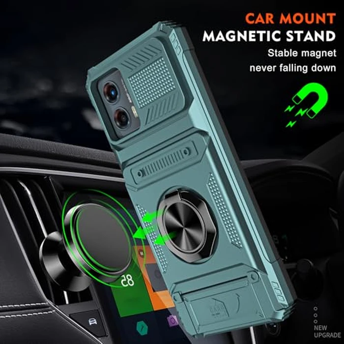 COTDINFOR Compatible with Moto G 5G 2024 Case with Card Holder Built-in 2 Card Holder and Stand Military Grade Protection Shockproof Wallet Phone Case for Motorola Moto G 5G 2024 Green LM by COTDINFOR - Image 4