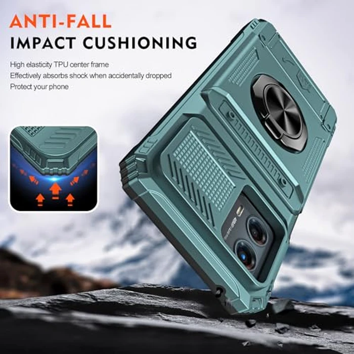 COTDINFOR Compatible with Moto G 5G 2024 Case with Card Holder Built-in 2 Card Holder and Stand Military Grade Protection Shockproof Wallet Phone Case for Motorola Moto G 5G 2024 Green LM by COTDINFOR - Image 5