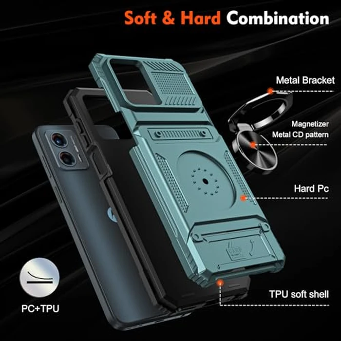 COTDINFOR Compatible with Moto G 5G 2024 Case with Card Holder Built-in 2 Card Holder and Stand Military Grade Protection Shockproof Wallet Phone Case for Motorola Moto G 5G 2024 Green LM by COTDINFOR - Image 7