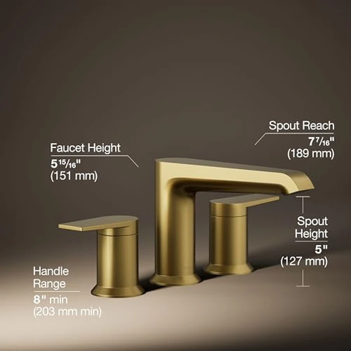 KOHLER K-T25740-4-2MB Hint Two-Handle Deck-Mount Bath Faucet Trim, 10.0 GPM, Minimalist Design, Corrosion Resistant, Vibrant Brushed Moderne Brass by Kohler - Image 3