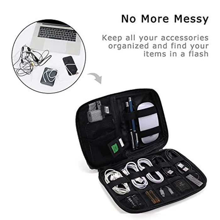 BAGSMART Electronics Organizer Travel Case, Small Cord Bag for Travel Essentials, Tech bag for Men Women, Cable Organizer for Phone, SD Card, Black by BAGSMART - Image 2