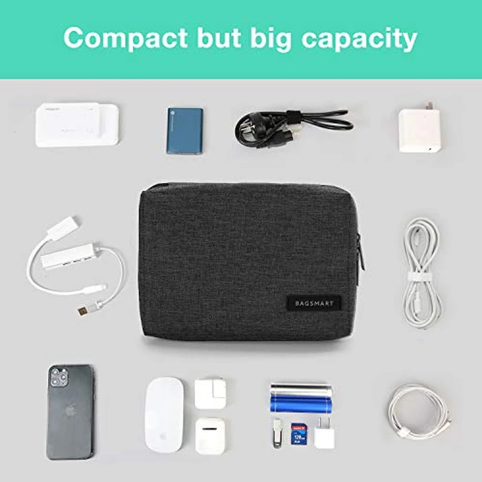 BAGSMART Electronics Organizer Travel Case, Small Cord Bag for Travel Essentials, Tech bag for Men Women, Cable Organizer for Phone, SD Card, Black by BAGSMART - Image 3