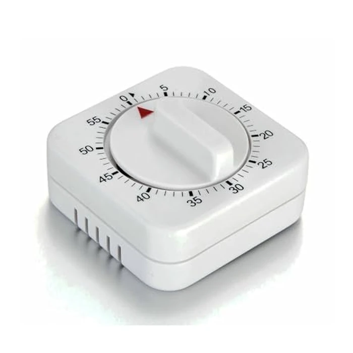 Square 60 Minute Mechanical Kitchen Timer - Visual Kitchen Cooking Timer Clock with Loud Alarm - No Batteries Required-Manual Countdown Timer for Classroom, Home, Study and Cooking (White) by NUOSWEK - Used - Like New condition
