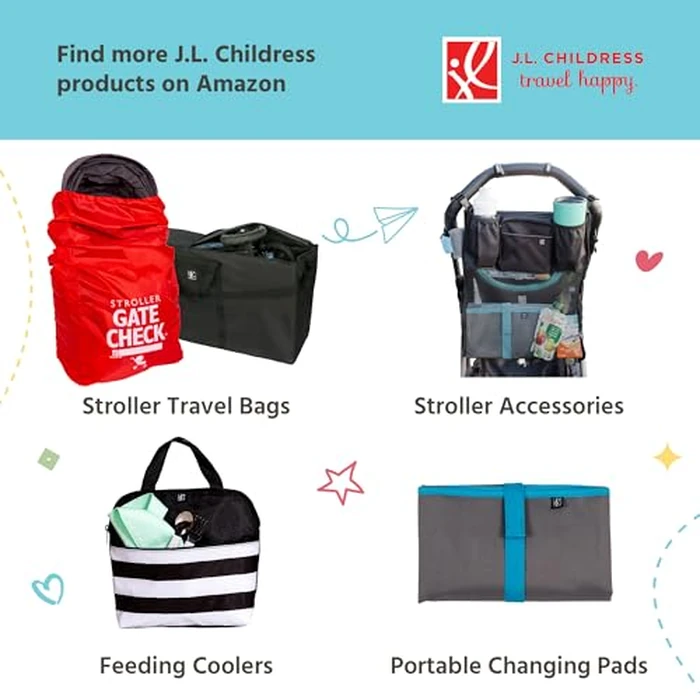 J.L. Childress Go-Go Travel Bag for Kids Backless Booster Seat - Compact Carrier for Airplane & Air Travel, For Toddler Backless Booster Car Seats, Also Fits Compact Strollers like GB Pocket - Chevron by J.L. Childress - Image 9