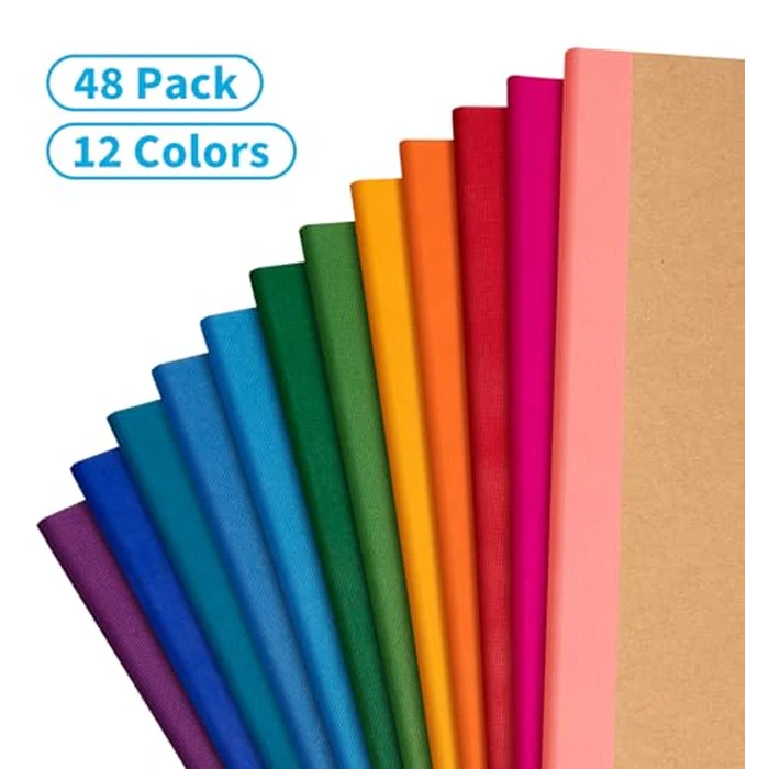 48 Pack Lined Notebook Journals Bulk, 7-1/2" x 9-3/4", Wide Ruled Paper, 30 Sheets/60 Pages, Kraft Cover with Rainbow Spines, 12 Colors Lined Composition Notebook Journal for Work Study Note Taking by ALKALO - Image 3