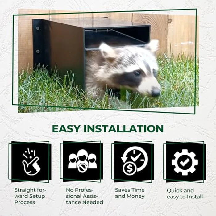 Rhino Excluders(R) Prochute(TM) One Way Door for Removal of Raccoon, Skunk, Opossum, Groundhog, Rabbit and Similar Size Animals - Live Trap Alternative, Black by Rhino Excluders - Image 5
