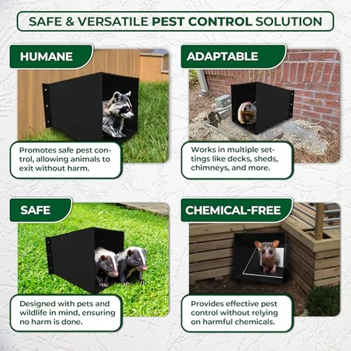 Rhino Excluders(R) Prochute(TM) One Way Door for Removal of Raccoon, Skunk, Opossum, Groundhog, Rabbit and Similar Size Animals - Live Trap Alternative, Black by Rhino Excluders - Image 6