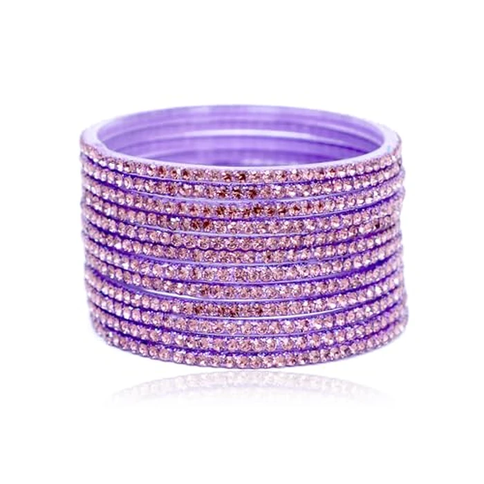 JD'Z COLLECTION Indian Bangles Jewelry For Women Bollywood Set Bridal Ethnic Wedding Partywear Costume Match CZ Stone | Authentic Indian Bangle | Glass Bangles | Perfct for Partywear | Parple Size-2.6 (Parple, 2.6, Inches) by JD'Z COLLECTION - Used - Like New condition - US$10.00