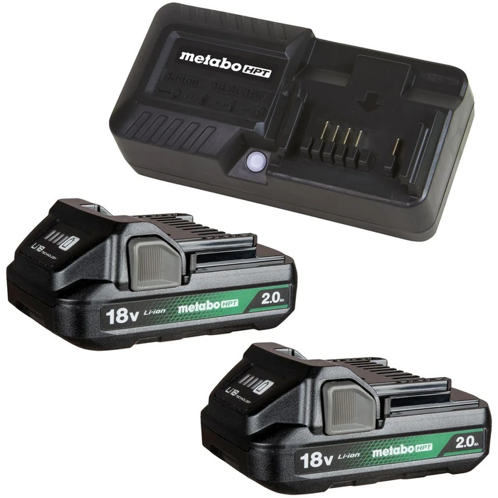 Metabo HPT UC18YKSLS 18V 2.0AH Batteries (2-Pack) and Charger Kit - Black by Metabo HPT - Refurbished - Premium condition - US$120.94