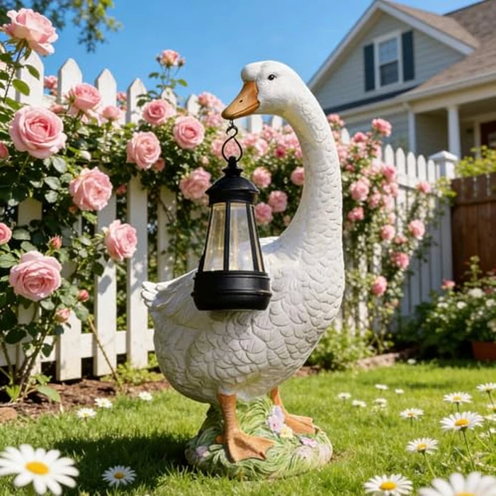 DiliComing Solar Porch Goose Statue - Outdoor Garden Decor Resin Goose Statues for Yard Lawn Patio Unique Gift Mom Grandma Women by DiliComing - Image 4