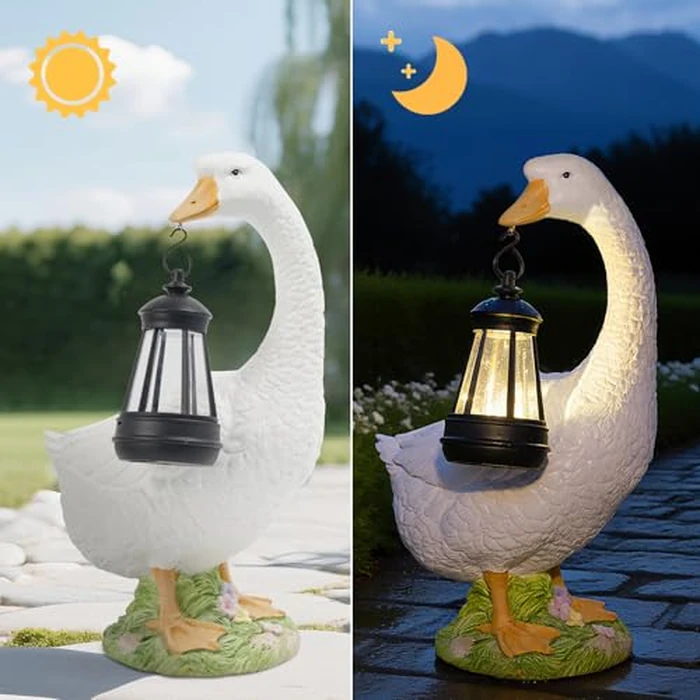 DiliComing Solar Porch Goose Statue - Outdoor Garden Decor Resin Goose Statues for Yard Lawn Patio Unique Gift Mom Grandma Women by DiliComing - Image 5